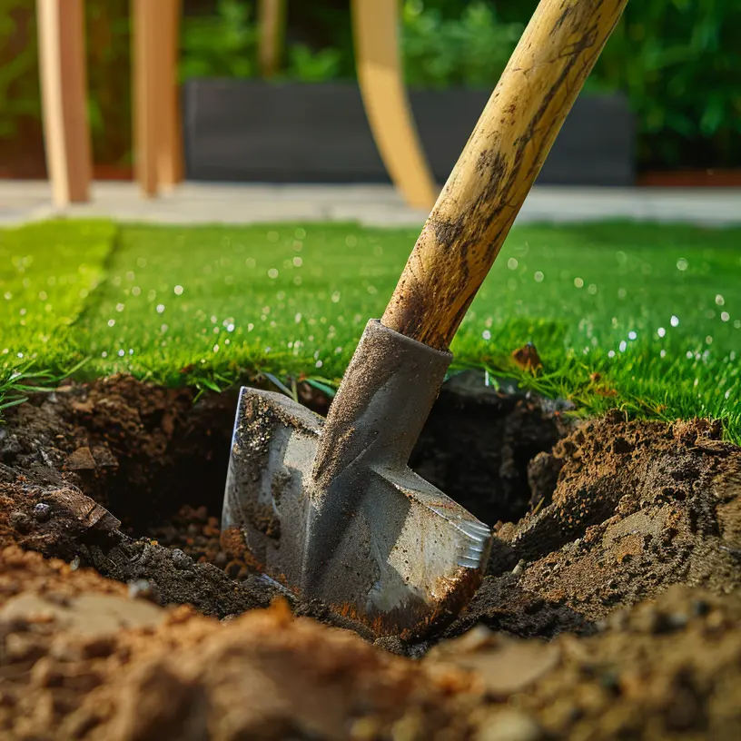 Engineer digging to access underground water pipes in Plymouth, Devon